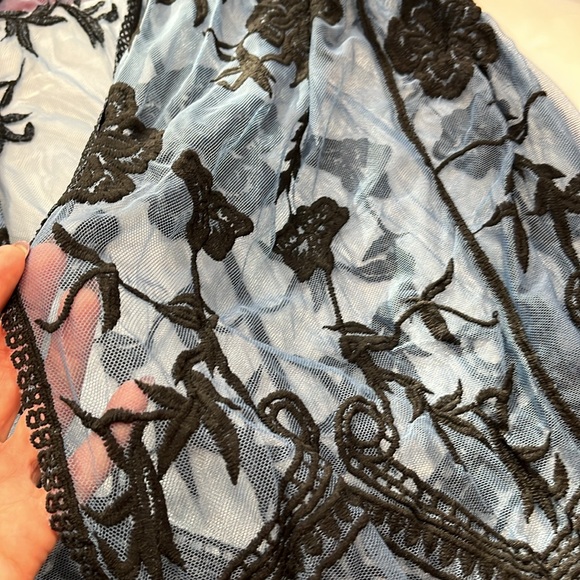 Lane Bryant Blue black Floral Embroidered MESH DUSTER JACKET Open Front Robe 18 - Picture 8 of 16